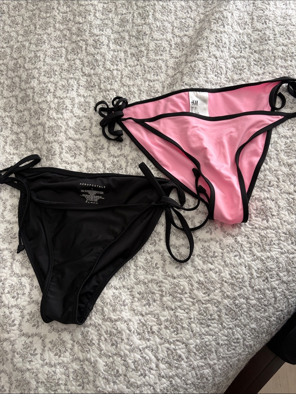 H&M Pink Bikini Bottom with Black Trim and Tie Sides